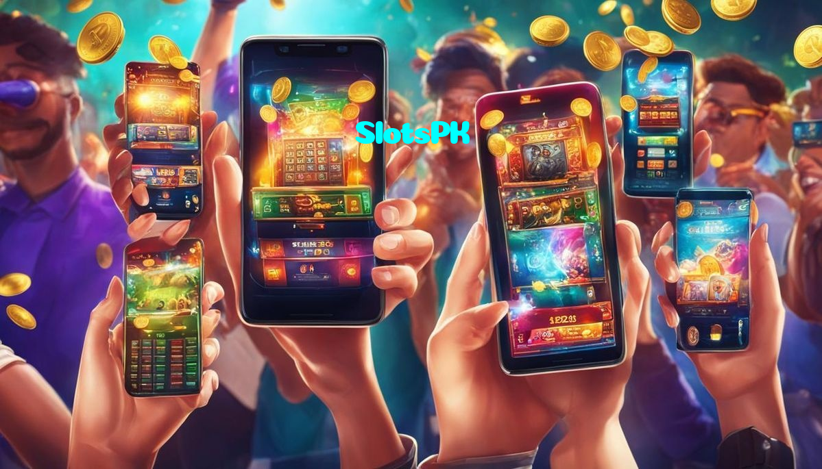 SlotsPK casino presented on mobile device in Pakistan with slots and live games